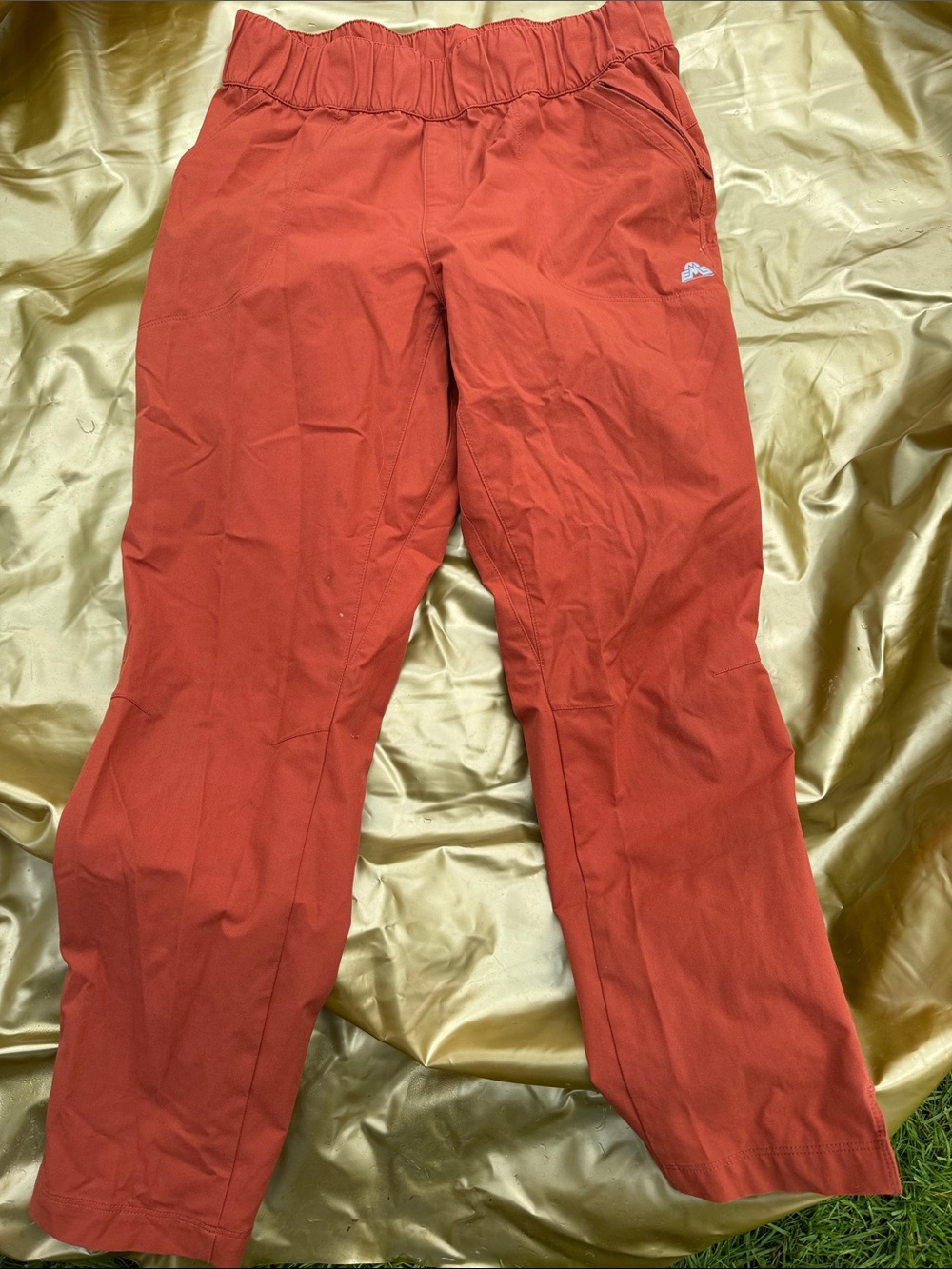Red Outdoor Pants with Small Mountain Logo